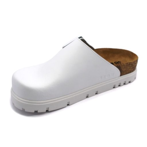 6005 LEON csillámos valódi bőr női gyógyklumpa bio talpon | fehér