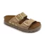 6011 LEON Divatos dupla csatos bőr papucs beige színben