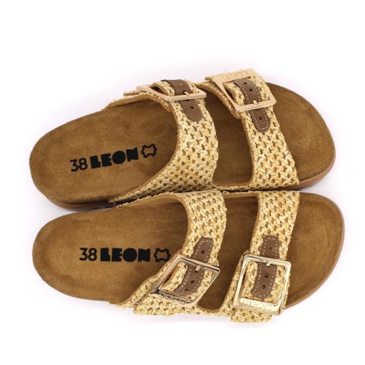 6017 Leon divatos női dupla csatos papucs parafa talpon – kényelmes, állítható