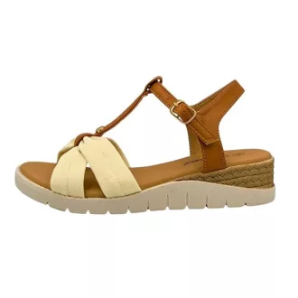 VOGUE elegáns női telitalpú szandál | beige-barna