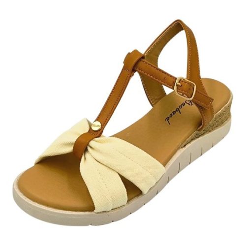 VOGUE elegáns női telitalpú szandál | beige-barna