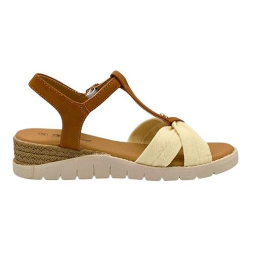 VOGUE elegáns női telitalpú szandál | beige-barna