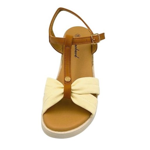 VOGUE elegáns női telitalpú szandál | beige-barna