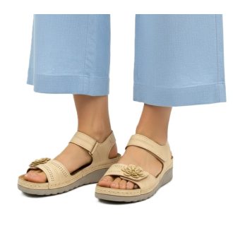 Summer anatomic dupla tépőzáras drapp női szandál