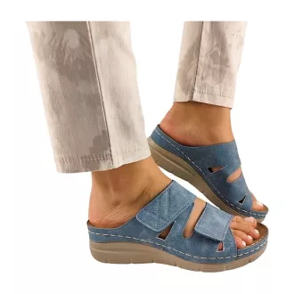   Florence dupla tépőzáras telitalpú női papucs világoskék