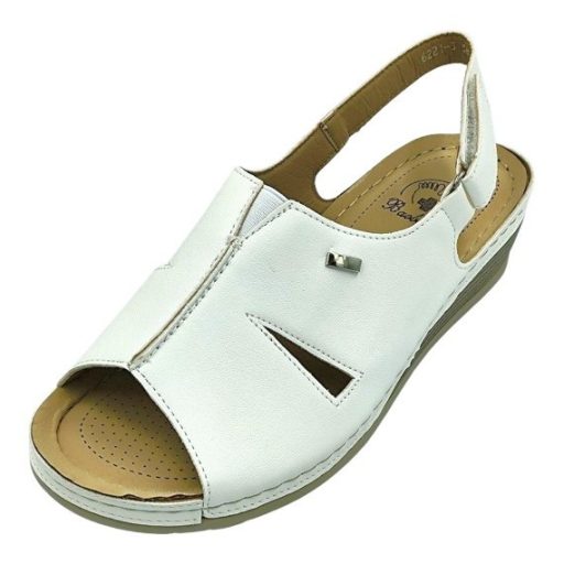 HELÉNA női sarokpántos kényelmi szandál fehér