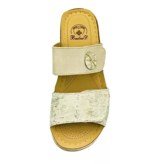 Balance line dupla tépőzáras nyári női papucs beige