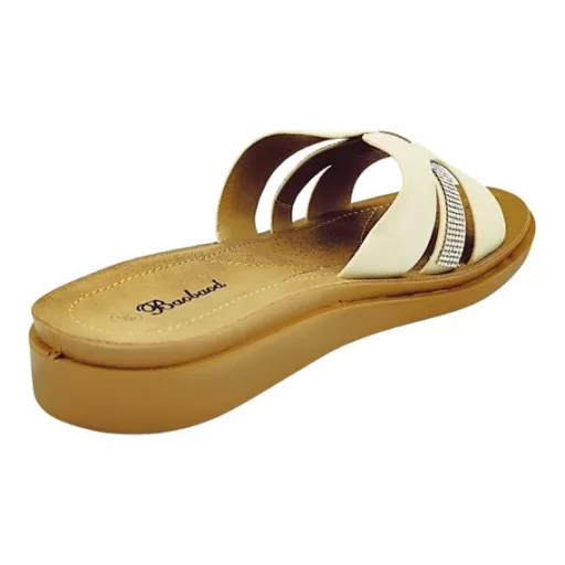 MARINA trendi női lapos talpú papucs beige