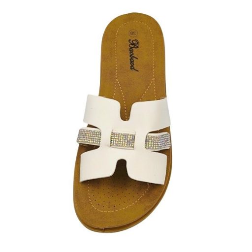 MARINA trendi női lapos talpú papucs beige