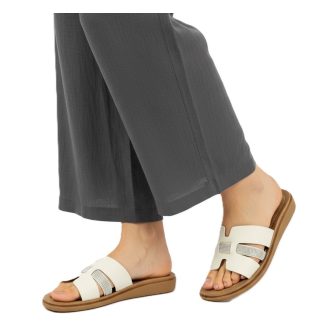 MARINA trendi női lapos talpú papucs beige