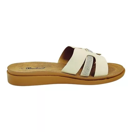 MARINA trendi női lapos talpú papucs beige