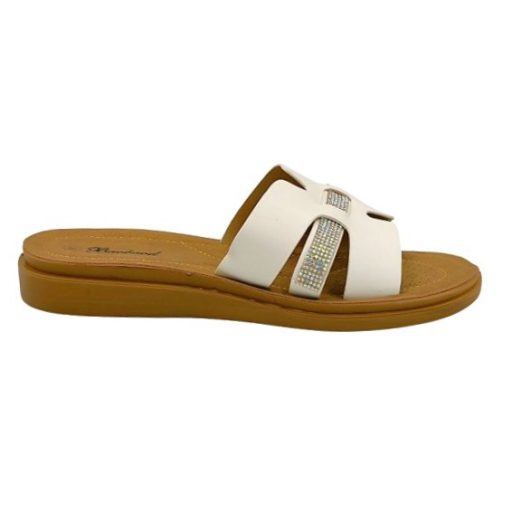 MARINA trendi női lapos talpú papucs beige