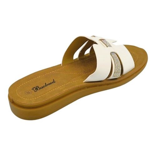 MARINA trendi női lapos talpú papucs beige