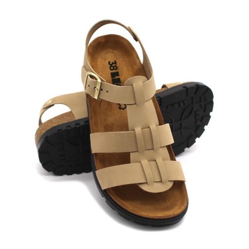 6300 LEON valódi bőr női gladiátor szandál beige