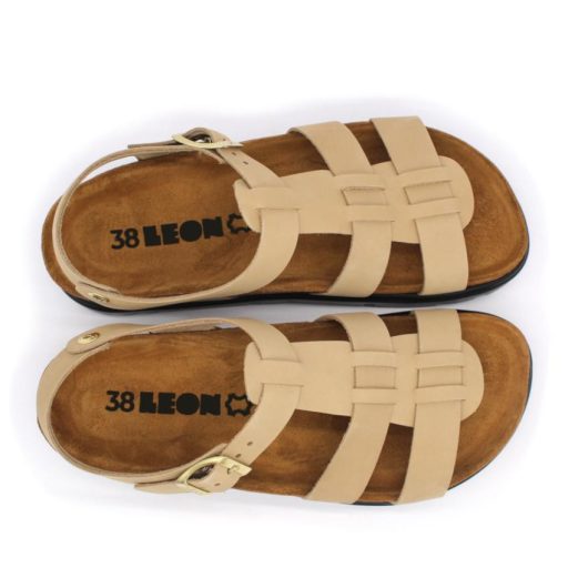 6300 LEON valódi bőr női gladiátor szandál beige