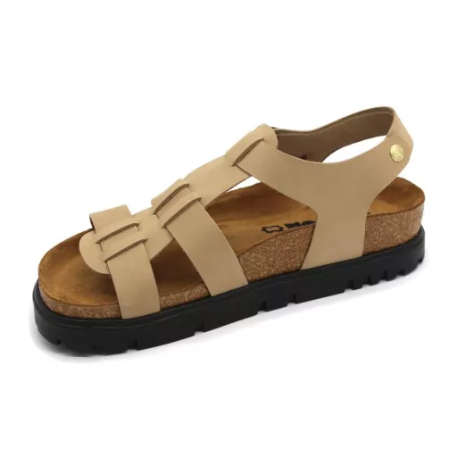 6300 LEON valódi bőr női gladiátor szandál beige