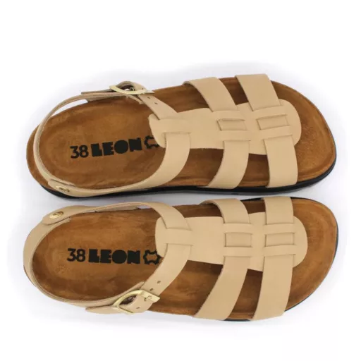 6300 LEON valódi bőr női gladiátor szandál beige