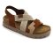 6301 Leon divatos női bőr szandál anatómiai parafa talppal barna
