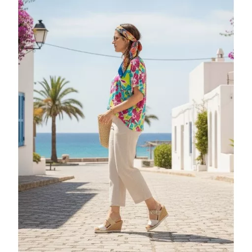 LAGUNA SHINE női telitalpú szandál – beige