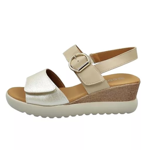 LAGUNA SHINE női telitalpú szandál – beige