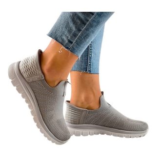 LIFESTYLE pille-könnyű gumis bebújós női cipő szürke