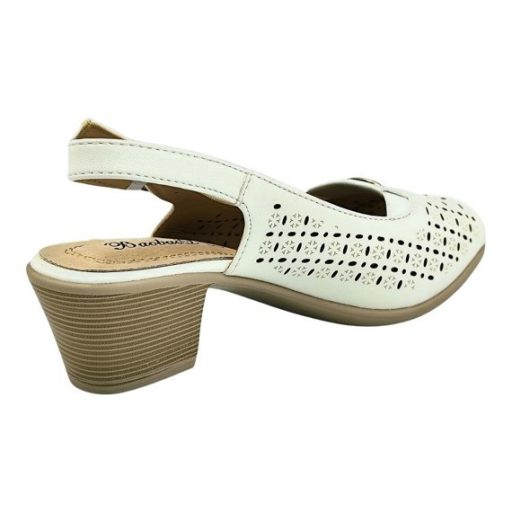 MELINDA Nyitott orrú szandál 5 cm sarokkal fehér