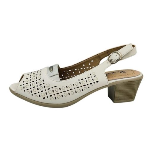 MELINDA Nyitott orrú szandál 5 cm sarokkal fehér