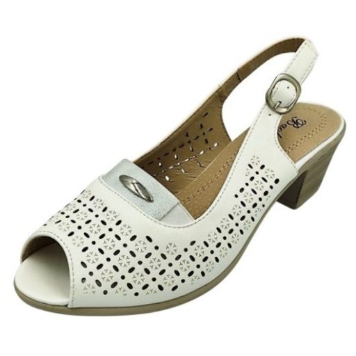 MELINDA Nyitott orrú szandál 5 cm sarokkal fehér