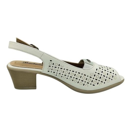 MELINDA Nyitott orrú szandál 5 cm sarokkal fehér