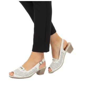 MELINDA Nyitott orrú szandál 5 cm sarokkal beige