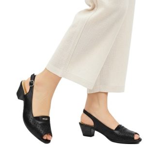 MELINDA Nyitott orrú szandál 5 cm sarokkal fekete