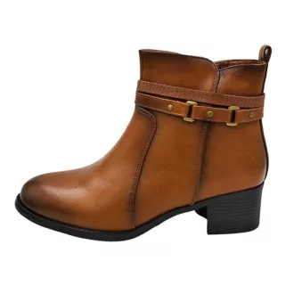   PATRICIA tömzsi sarkú, bélelt elegáns női bokacsizma konyakbarna