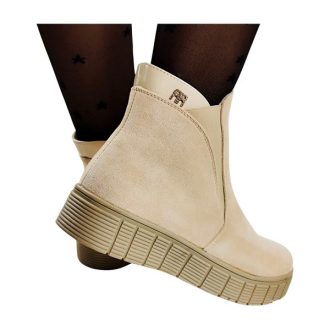   AUTUMN STEP Telitalpú bélelt rövid szárú női csizma beige