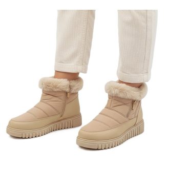   Utolsó Pár !!!! HELSINKI orkános, bélelt thermo női bokacsizma beige