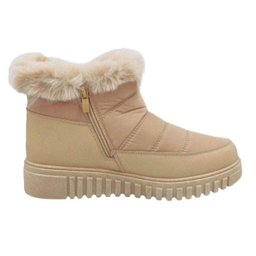 HELSINKI orkános, bélelt thermo női bokacsizma beige