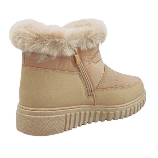 HELSINKI orkános, bélelt thermo női bokacsizma beige