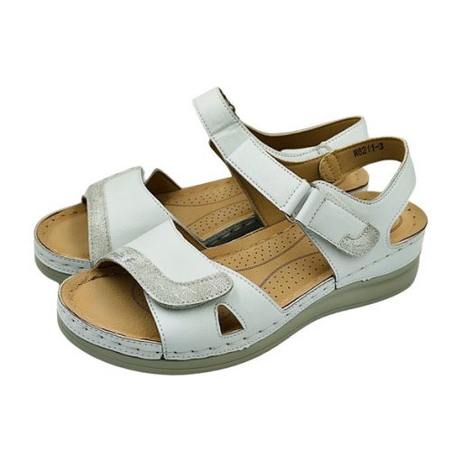 CLASSIC  FASHION dupla tépőzáras női szandál fehér