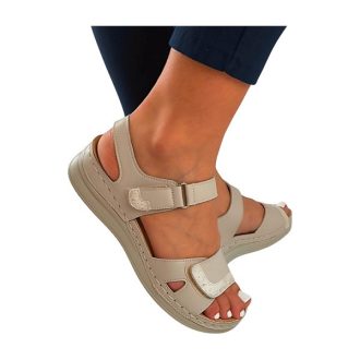 CLASSIC  FASHION dupla tépőzáras női szandál beige