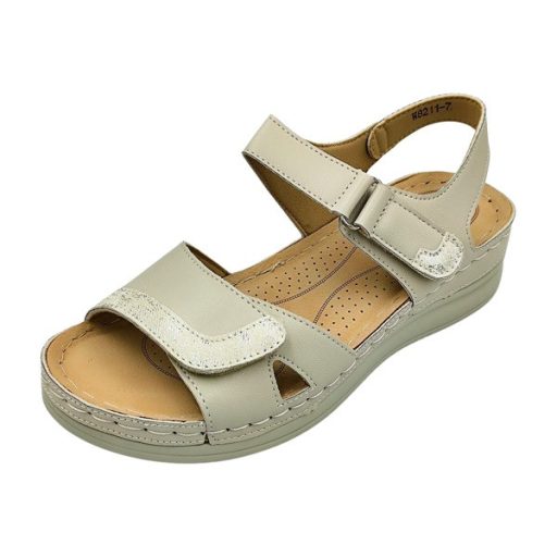 CLASSIC  FASHION dupla tépőzáras női szandál beige