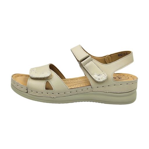 CLASSIC  FASHION dupla tépőzáras női szandál beige