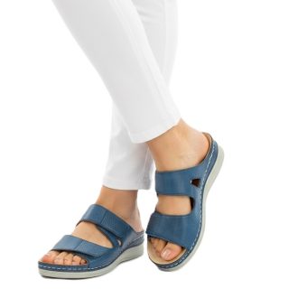 MYKONOS dupla tépőzáras női papucs farmerkék