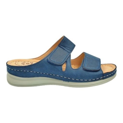 MYKONOS dupla tépőzáras női papucs farmerkék