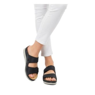 MYKONOS dupla tépőzáras női papucs fekete