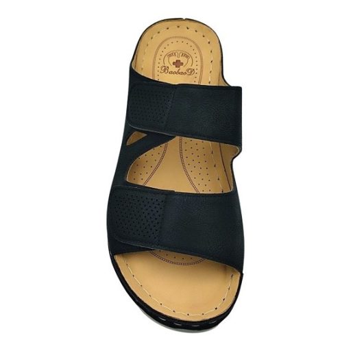 MYKONOS dupla tépőzáras női papucs fekete