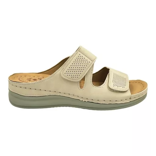 MYKONOS dupla tépőzáras női papucs beige