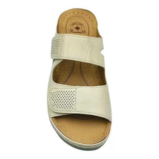 MYKONOS dupla tépőzáras női papucs beige