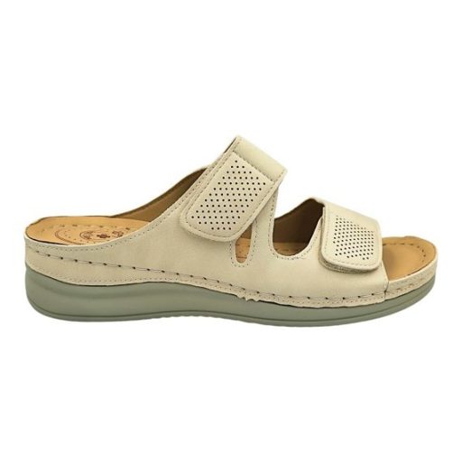 MYKONOS dupla tépőzáras női papucs beige