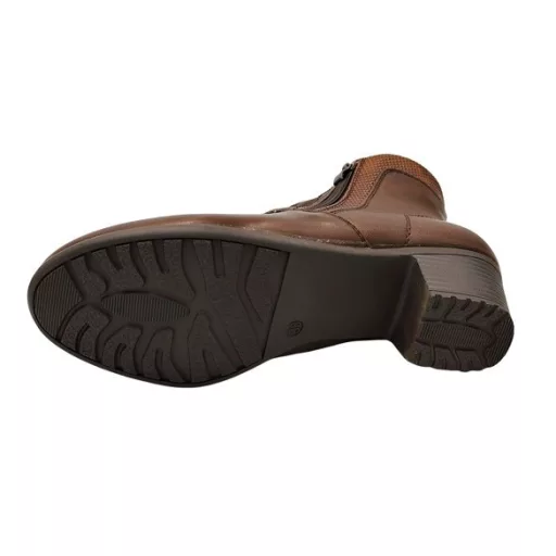 GLOW tömött sarkú, bélelt, dupla cipzáras női bokacsizma barna