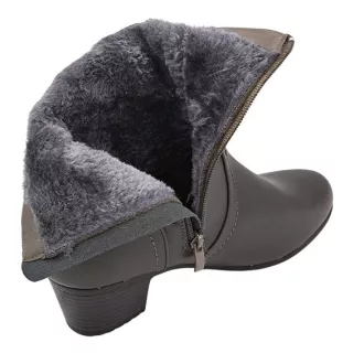   WINTERY FEELING tömött sarkú szürke bélelt női bokacsizma 
