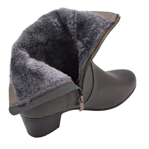 WINTERY FEELING tömött sarkú szürke bélelt női bokacsizma 